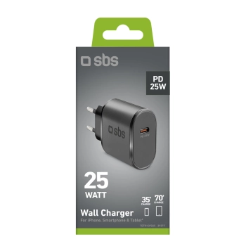 Ładowarka sieciowa SBS TETR1CPD25 25W USB-C z Power Delivery - czarna