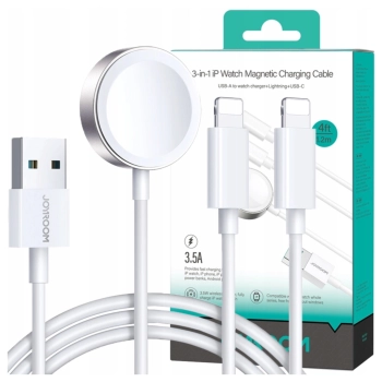 Kabel 3 w 1 Joyroom S-IW007 magnetyczna ładowarka USB-A - Lightning 1.2m - biały