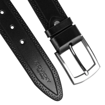 Szeroki skórzany pasek męski Rovicky elegancki klasyczny
