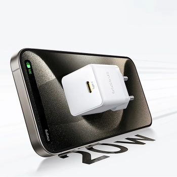 Ładowarka sieciowa Baseus Palm 1C 20W (z kablem Baseus Mini White USB-C 60W (20V/3A) 1m) - biała