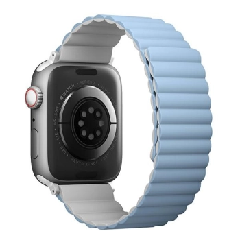 UNIQ pasek Revix Apple Watch Series1/2/3/4/5/6/7/8/9/SE/SE2/Ultra/Ultra 2 42/44/45/49mm. Reversible Magnetic biały-niebieski/white-blue