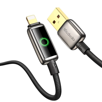 MCDODO KABEL USB DO IPHONE LIGHTNING 3A SZYBKIE ŁADOWANIE 36W 1M LED CZARNY