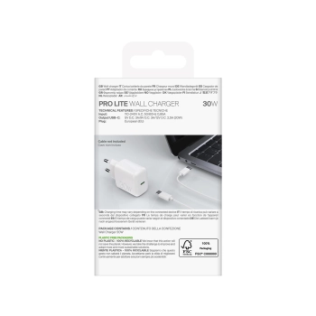 Ładowarka sieciowa Puro PROLITE 30W USB-C - biała