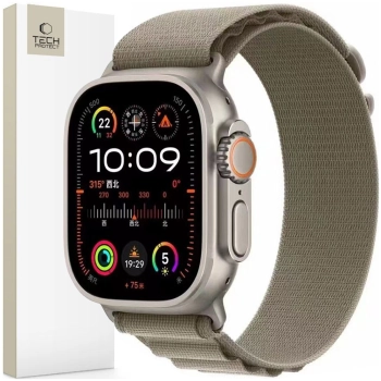 TECH-PROTECT NYLON PRO APPLE WATCH 6 / 7 / 8 / 9 / 10 / SE / ULTRA 1 / 2 (44 / 45 / 46 / 49 MM) TITANIUM/OLIVE