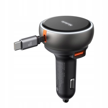 MCDODO MOCNA SZYBKA ŁADOWARKA SAMOCHODOWA 3X USB USB-C PD 80W LED KABEL 1M