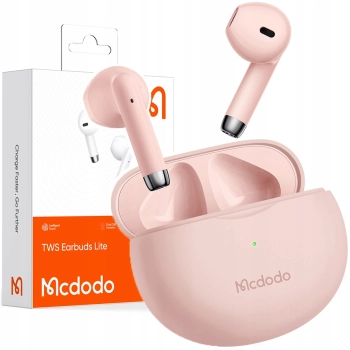 MCDODO SŁUCHAWKI BEZPRZEWODOWE DOUSZNE BLUETOOTH 5 Z MIKROFONEM ETUI RÓŻOWE