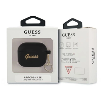 Guess GUA3LSCHSK AirPods 3 coverczarny/black Silicone Charm Heart Collection