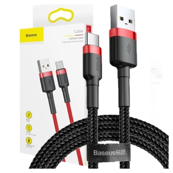 Kabel USB do USB-C Baseus Cafule 2A 3m (czerwono-czarny)