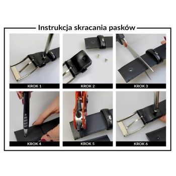Skórzany pasek męski z klasyczną klamrą - Pierre Cardin