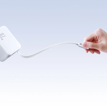 Ładowarka sieciowa Joyroom JR-TCL06 67W GaN z wbudowanym zwijanym kablem USB-C - biała