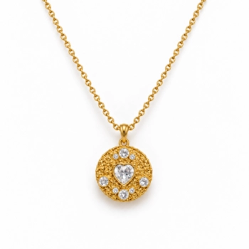 Amulet Miłości zdobiony białymi kryształkami Preciosa (C26/TAL/36AU)