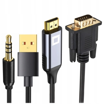 CO2 KABEL VGA - HDMI PRZEJŚCIÓWKA KONWERTER ADAPTER AUDIO FULL HD 60HZ 3M
