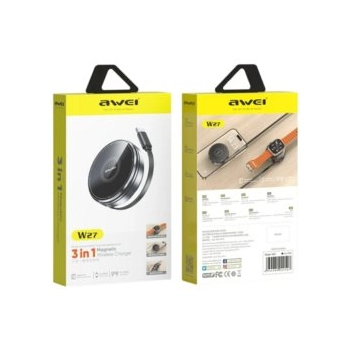 Ładowarka indukcyjna 3w1 AWEI W27 15W    z kablem USB-C Fast Charging czarny