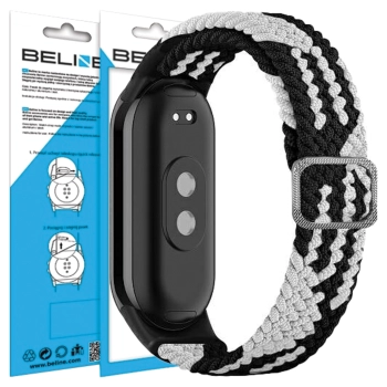 Beline pasek Mi Band 9/8 Textileczarno/biały  black/white