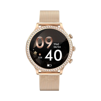 Smartwatch Damski VELTORI VT310-1 Złota Bransoleta + Różowy Pasek Silikonowy