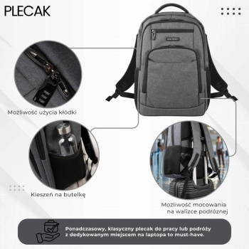 Plecak na laptopa podróżny wielofunkcyjny Paolo Peruzzi