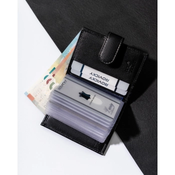 Eleganckie skórzane etui męskie na karty Rovicky RFID praktyczne portfel