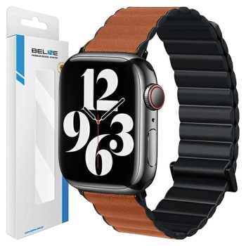 Beline pasek Apple Watch Magnetic Pro42/44/45/49mm czarno/brązowy black/brown box