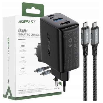 Ładowarka GaN Acefast A17 65W USB-C / USB-A, adapter HDMI 4K 60Hz (zestaw z kablem) - czarna