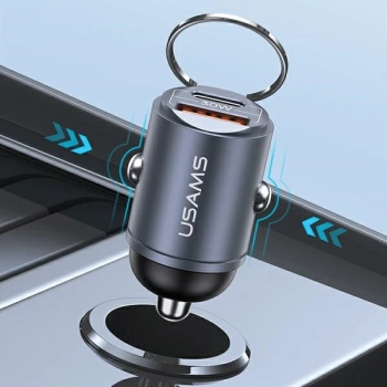 USAMS Ład. sam. 1xUSB+1xUSB-C C38 30WPD Fast Charge z wbudowanym pieścieniem fioletowy/purple CC206CC02 (US-CC206)