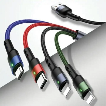 USAMS Kabel pleciony U26 4w1 1.2m 2AFast Charge (2xlightning/microUSB/USB-C) SJ317USB01 (US-SJ317)