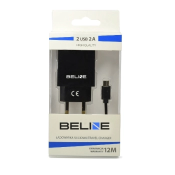 Beline Ład. siec. 2xUSB + microUSB 2Aczarna/black