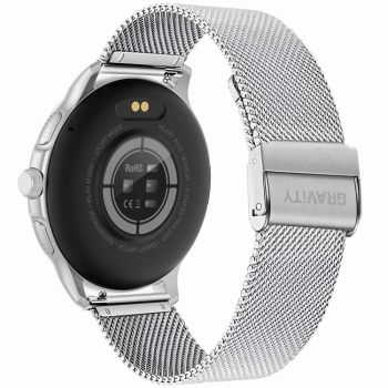 Smartwatch Damski GRAVITY GT12-7 Czarny Pasek Silikonowy + Srebrna Bransoleta