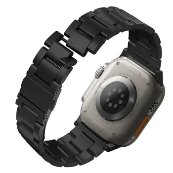 UNIQ pasek Osta Apple Watch 42/44/45/    49mm Series 1/2/3/4/5/6/7/8/9/10/SE/SE2/Ultra/Ultra 2 Stainless Steel czarny/midnight black