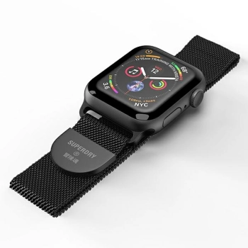 SuperDry Watchband Apple Watch 38/40/41mm Series 1/2/3/4/5/6/7/8/SE/SE2 Chainmail czarny/black 41681