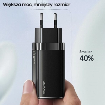 USAMS Ład. siec. MT 2xUSB-C+USB GaN 65WT33 PD (only head) Fast Charging biały/white CC110TC02 (US-CC110)