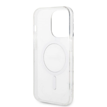 Zestaw Guess GUBPP14LHMEACSH Case+ Charger iPhone 14 Pro 6,1 biały/white hard case Marble MagSafe