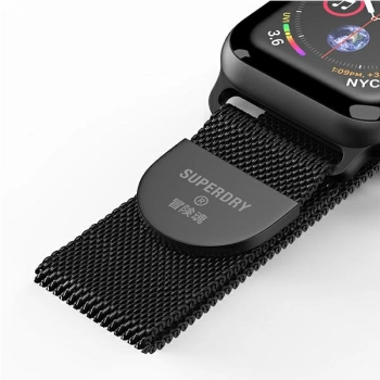 SuperDry Watchband Apple Watch 38/40/41mm Series 1/2/3/4/5/6/7/8/SE/SE2 Chainmail czarny/black 41681