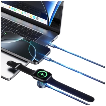 Kabel USAMS Huan Series SJ754 72W USB-C  do USB-C + USB-C + ładowarka bezprzewodowa do zegarka tarnish
