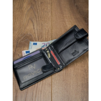 Klasyczny skórzany portfel męski z zapięciem RFID - Rovicky
