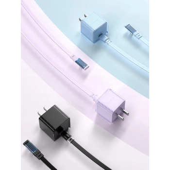 MCDODO KABEL KĄTOWY USB-C LIGHTNING PŁASKI 36W DO IPHONE 13 14 NIEBIESKI 1M