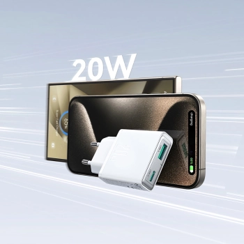 Ładowarka sieciowa Joyroom JR-TCF14 20W USB-A USB-C supercienka - biała