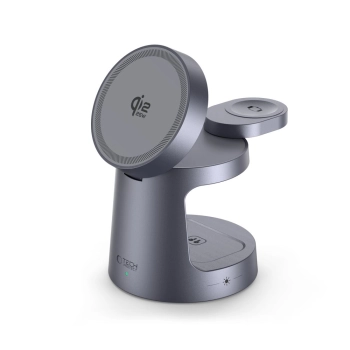 TECH-PROTECT A48 3IN1 MAGNETIC MAGSAFE WIRELESS CHARGER 25W QI2.2 DARK GREY