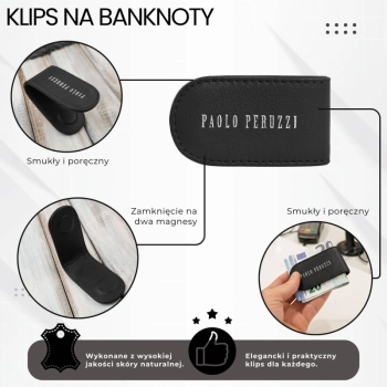 Klips na banknoty skórzany magnetyczny Paolo Peruzzi