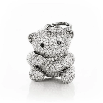 Wisiorek niedźwiadek z brylantami, złoto 18k, elegancki