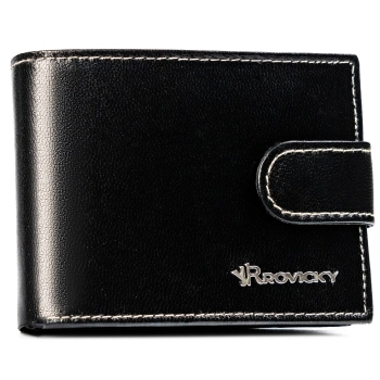 Portfel męski Rovicky skóra naturalna na zatrzask RFID antykradzieżowy