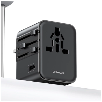 Ładowarka sieciowa USAMS Travel Adapter  CC308 USB-C + USB-A 17W 4w1 US/AU/EU/UK czarny