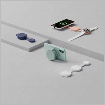 Ładowarka indukcyjna Bazic GoMag Trio 2  3w1 15W magnetyczna do iPhone/Watch/AirPods szara