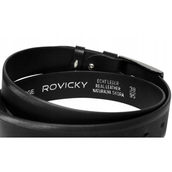 Skórzany pasek męski ze stylowym motywem żłobień  - Rovicky