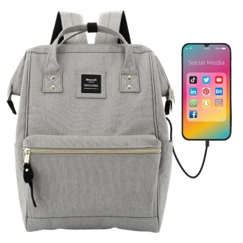 Plecak damski z kieszonkami miejski z USB pojemny mieści a4 na laptopa