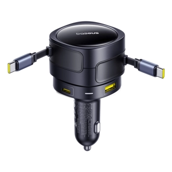 Ładowarka samochodowa Baseus Enjoyment Max 90W 2 x kabel USB-C + USB-A + USB-C - czarna