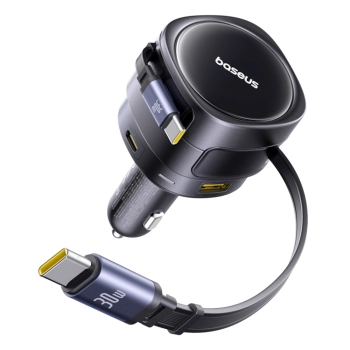 Ładowarka samochodowa Baseus Enjoyment Max 90W 2 x kabel USB-C + USB-A + USB-C - czarna