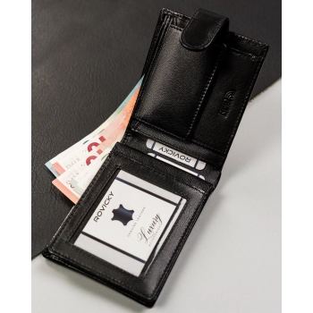 Portfel męski Rovicky z zapięciem skóra naturalna poziomy RFID elegancki