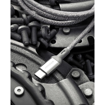 INNOSTYLE POWERFLEX KABEL USB-C SZYBKIE ŁADOWANIE DO IPHONE SAMSUNG 3A 60W KEVLAR 2M SREBRNY