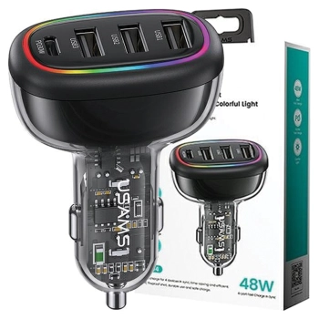 USAMS Ład. sam. 1xUSB-C 3xUSB-A C34 48W3A+C PD Fast Charge czarny/black CC170CC01 (US-CC170)