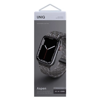 UNIQ pasek Aspen Apple Watch 44/42/45 mmSeries 1/2/3/4/5/6/7/8/9/SE/SE2 Braided DE szary/pebble grey